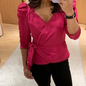 Pretty in pink bow taffeta top!